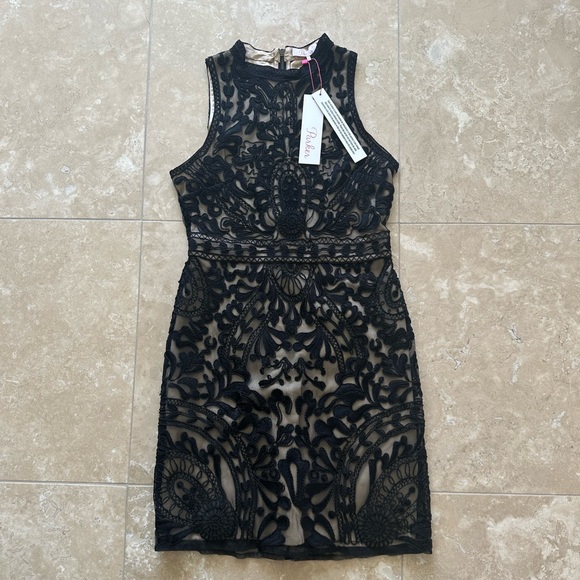 NWT Parker Caddie Black Lace Overlay Cocktail Dress, S - Picture 4 of 7